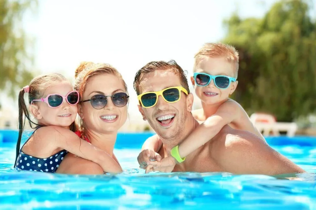 family enjoying their plunge pool