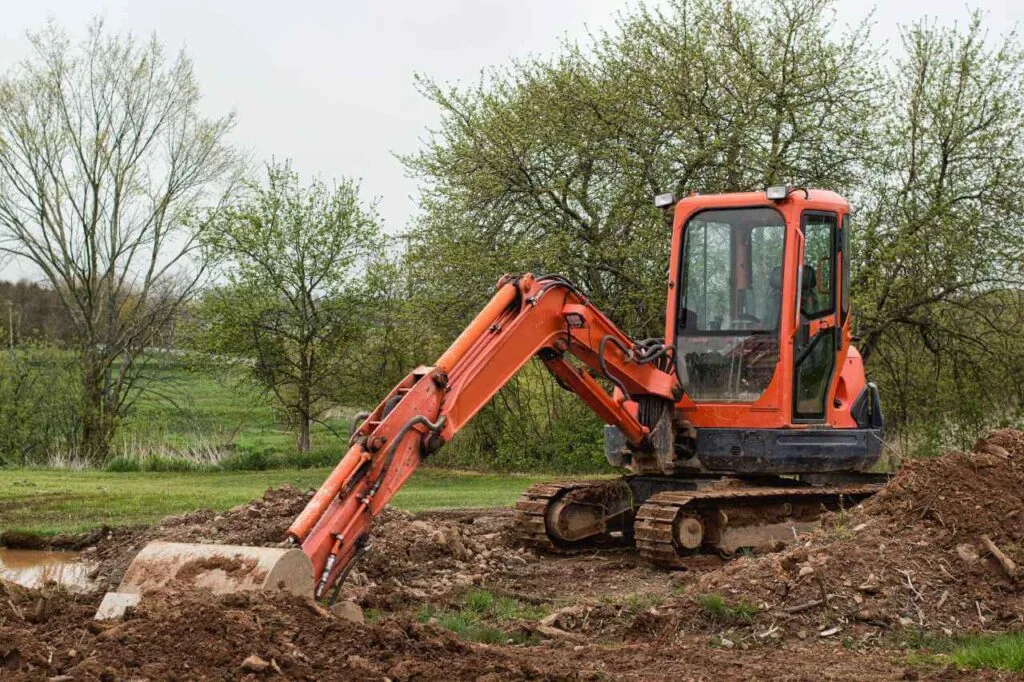 Excavator started to dig