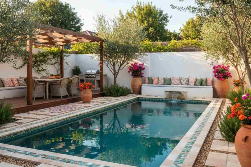 mediterranean style with plunge pool in melbourne